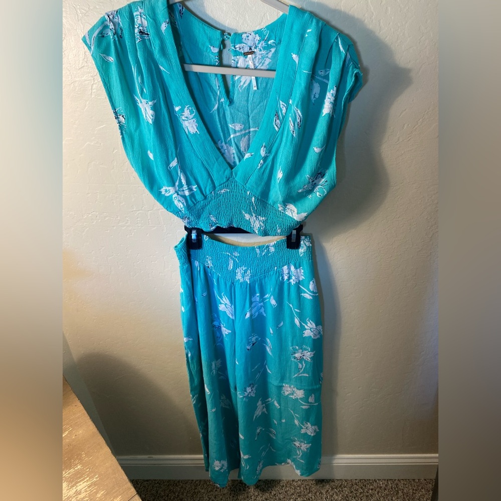 Free People Turquoise Floral Set